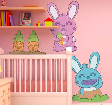 Adesivo bambini conigli e carote