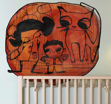 Adesivo cameretta bimbi con gatto