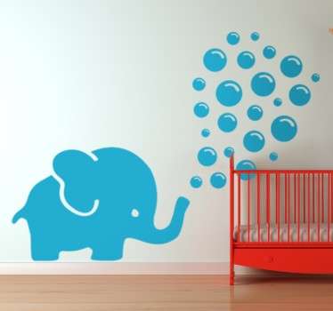 Adesivo decorativo elefante che soffia bolle