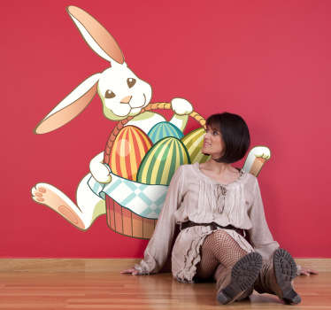 Adesivo decorativo coniglio pasquale cesto