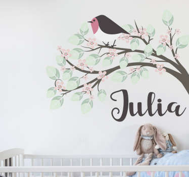Adesivo infantile uccellino personalizzabile