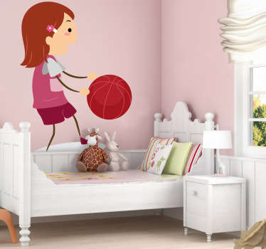 Adesivo murale bimba basket