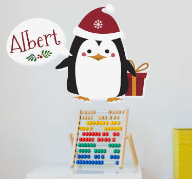 Adesivo pinguino di Natale personalizzabile