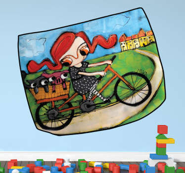 Sticker decorativo bimba in bicicletta