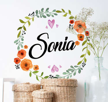 Sticker decorativo floreale personalizzabile