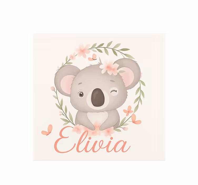 Tende a rullo personalizzabili koala con nome - TenStickers