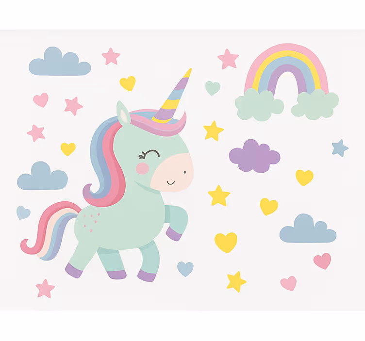 Tenda a rullo cameretta disegno unicorno colorato - TenStickers