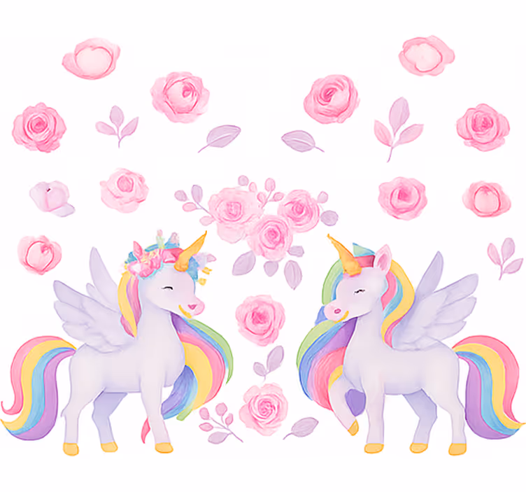 Tenda a rullo cameretta unicorno rosa e fiori - TenStickers