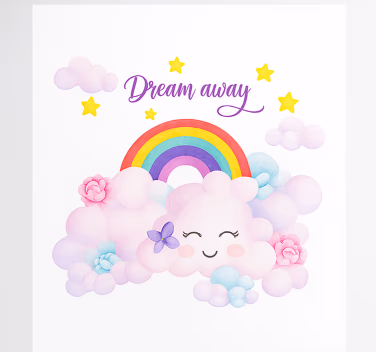 Tenda a rullo cameretta nuvole rosa e arcobaleno - TenStickers