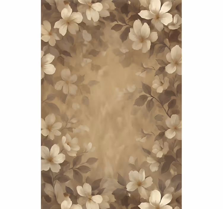 Tenda a rullo soggiorno fiori dipinti di beige - TenStickers