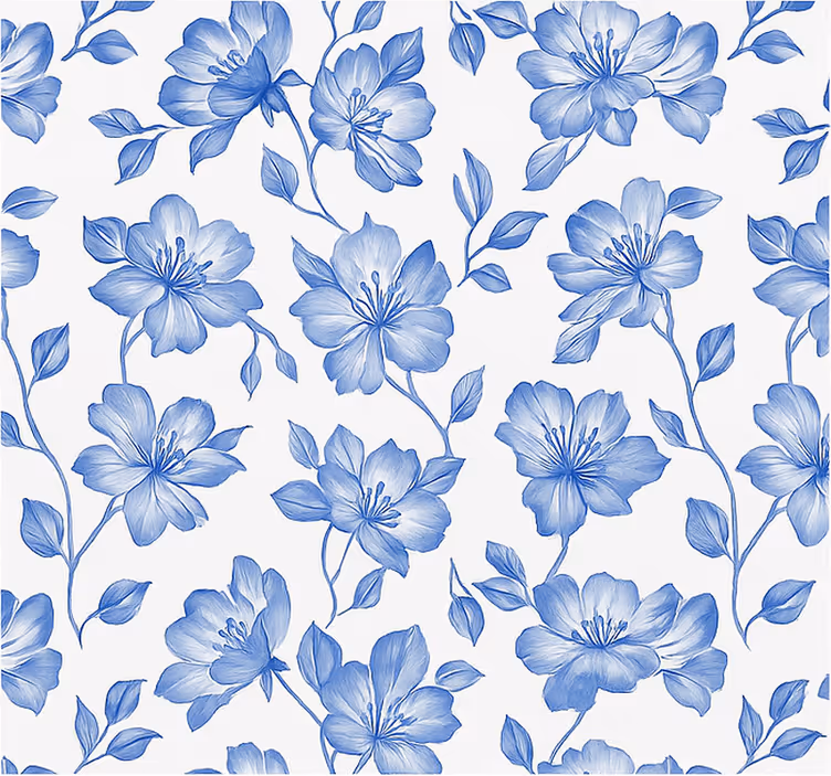 Tenda a rullo camera da letto floreale blu e bianco - TenStickers