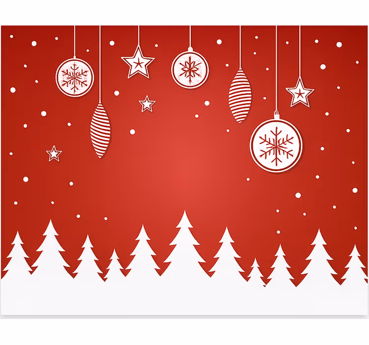 Tenda a rullo soggiorno alberi di natale rossi - TenStickers