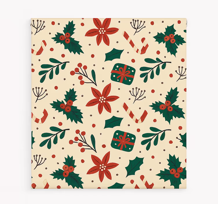 Tenda a rullo soggiorno foresta di ornamenti rossi - TenStickers