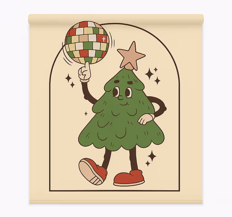 Tenda a rullo soggiorno albero disco groovy - TenStickers