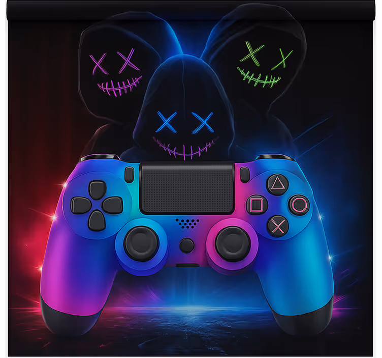 Tenda a rullo gamer giocatori misteriosi al neon - TenStickers