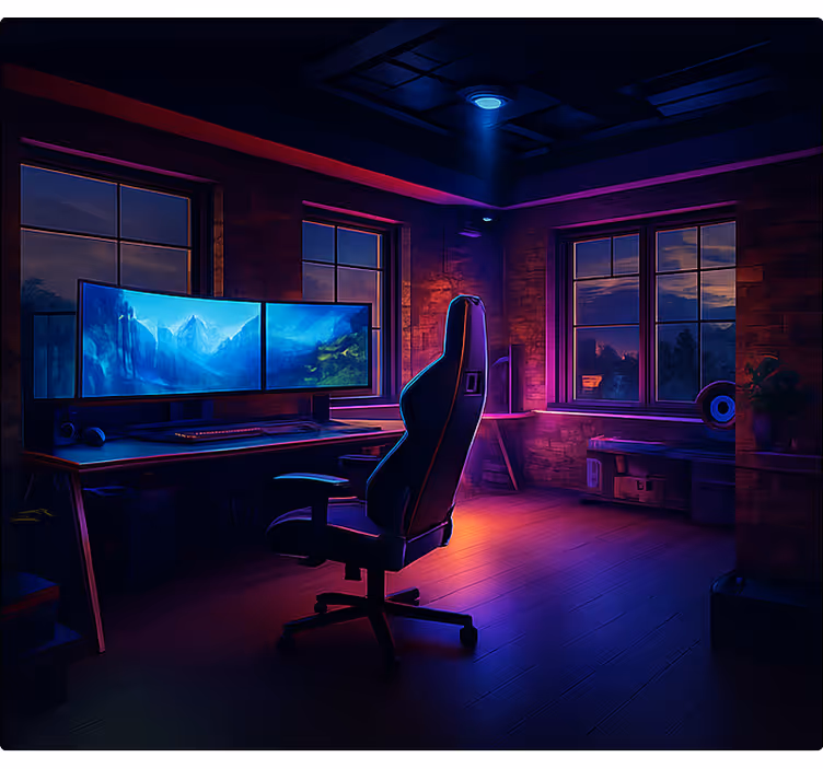 Tenda a rullo gamer configurazione futuristica del gioco al neon - TenStickers