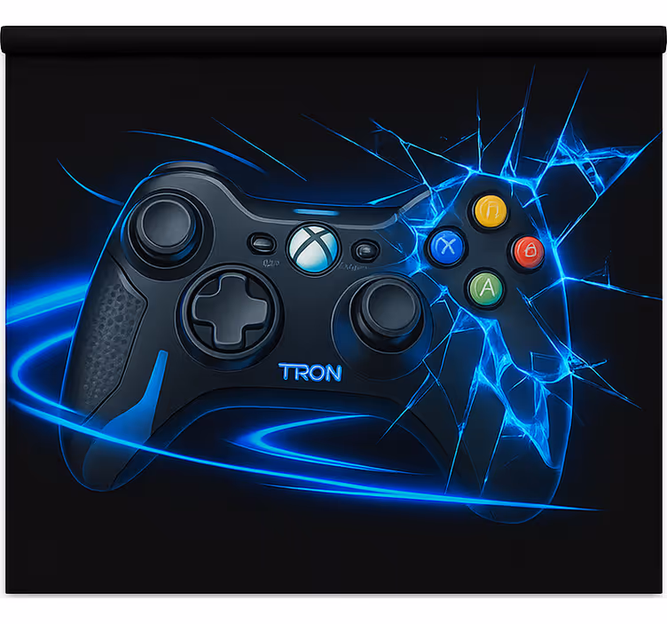 Tenda a rullo gamer controller blu neon rotto - TenStickers