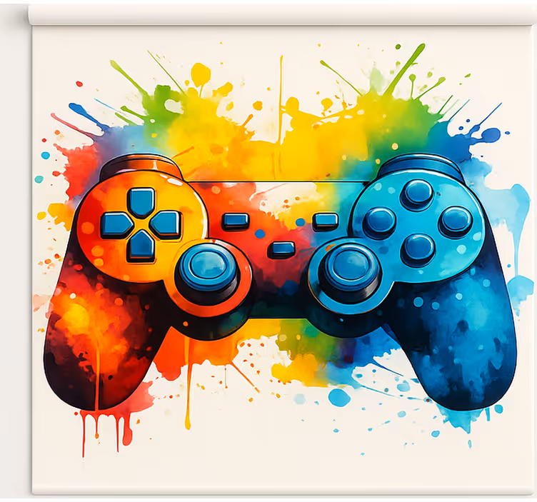 Tenda a rullo gamer controller per schizzi di vernice brillante - TenStickers