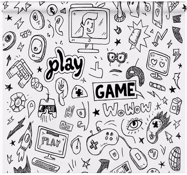 Tenda a rullo gamer design di gioco in bianco e nero - TenStickers