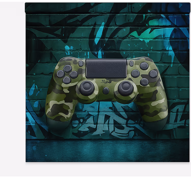 Tenda a rullo gamer controller di gioco con graffiti mimetici - TenStickers