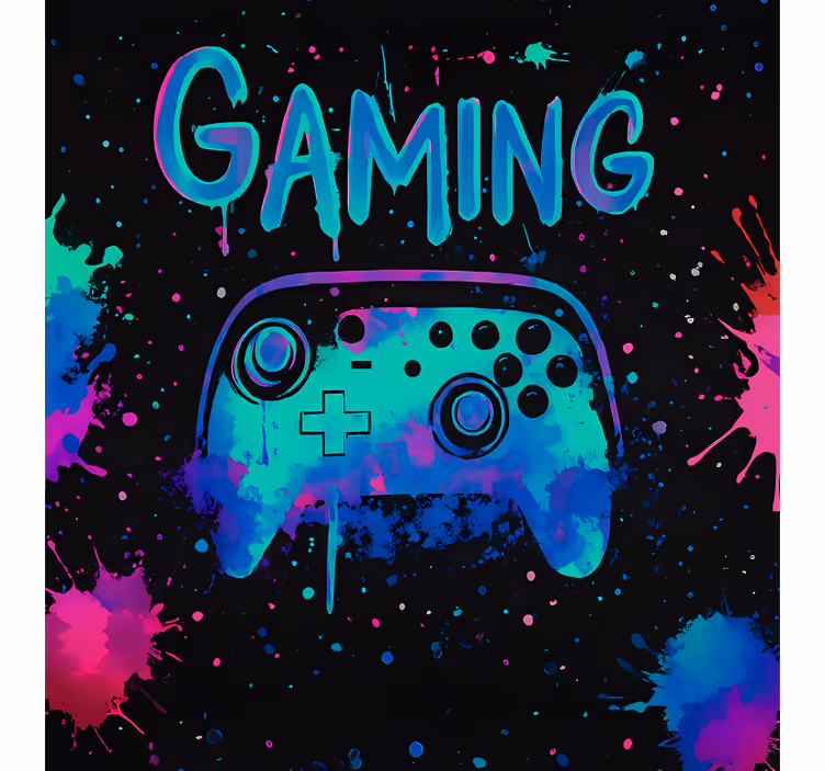 Tenda a rullo gamer controller di vernice al neon - TenStickers
