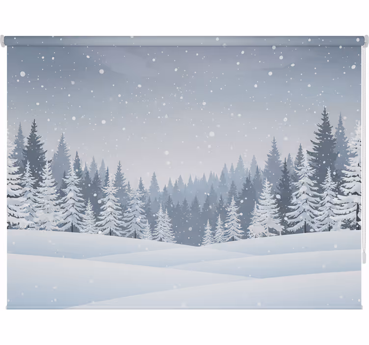 Tenda a rullo stile nordico scena della foresta invernale - TenStickers