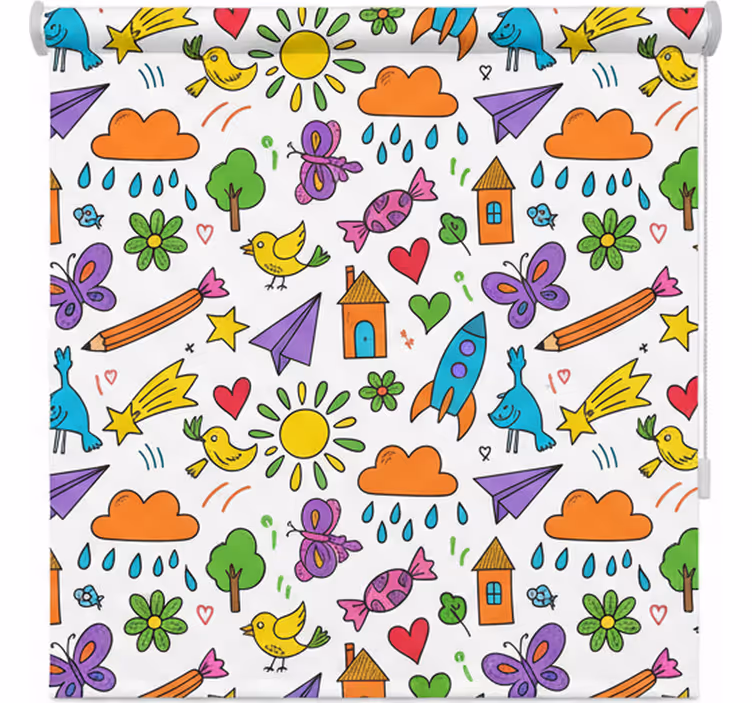 Tenda a rullo stile nordico stampa doodle giocosa - TenStickers