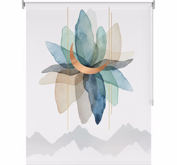 Tenda a rullo stile nordico scena montana astratta colorata - TenStickers