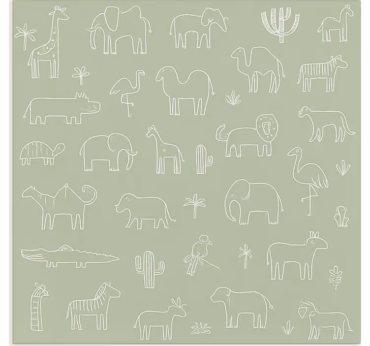 Tenda a rullo stile nordico contorni animali della giungla - TenStickers