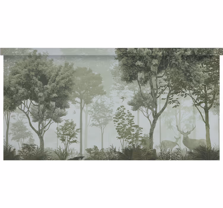 Tenda a rullo alberi fuga nella natura serena - TenStickers