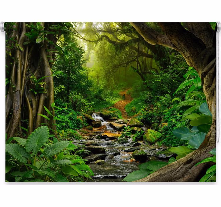 Tenda a rullo alberi oasi della foresta tropicale - TenStickers