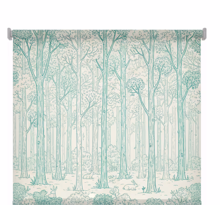 Tenda a rullo alberi schizzi boschivi menta - TenStickers