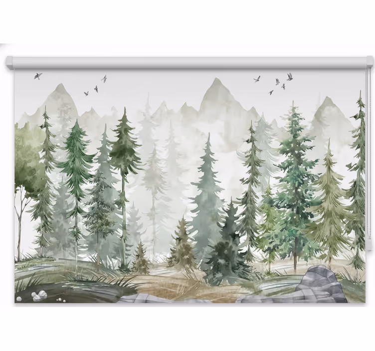 Tenda a rullo alberi pino nordico minimalista - TenStickers