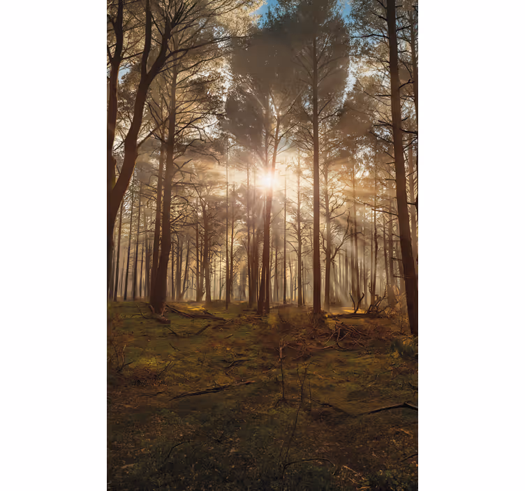 Tenda a rullo alberi salotto faunistico dorato - TenStickers
