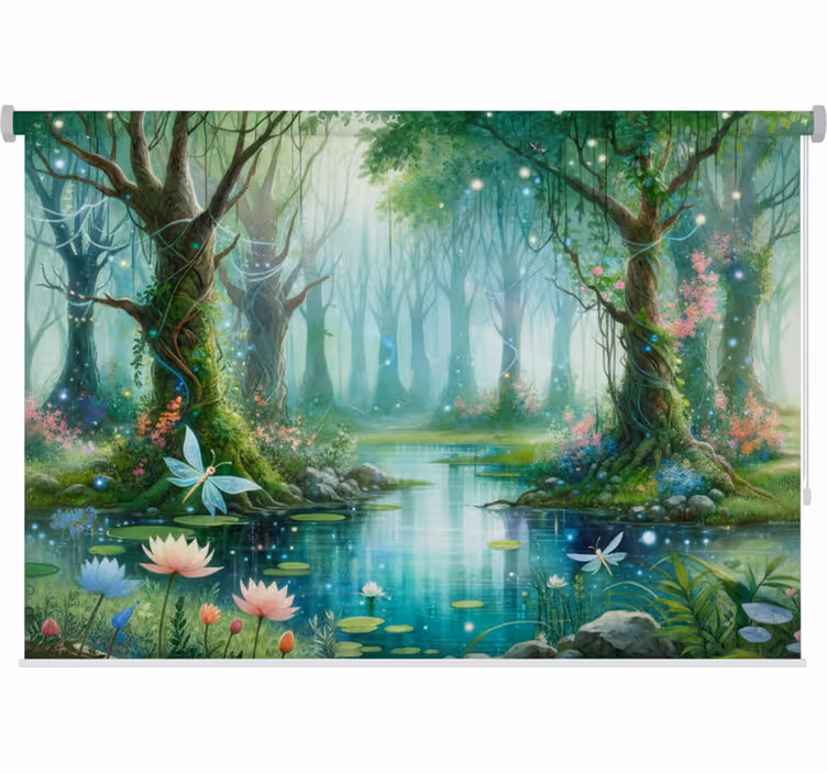 Tenda a rullo alberi murale fatato giocoso - TenStickers