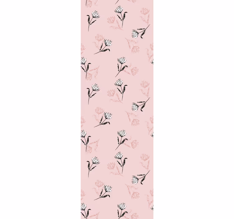 Tenda da ufficio a rullo gigli bianchi su sfondo rosa - TenStickers