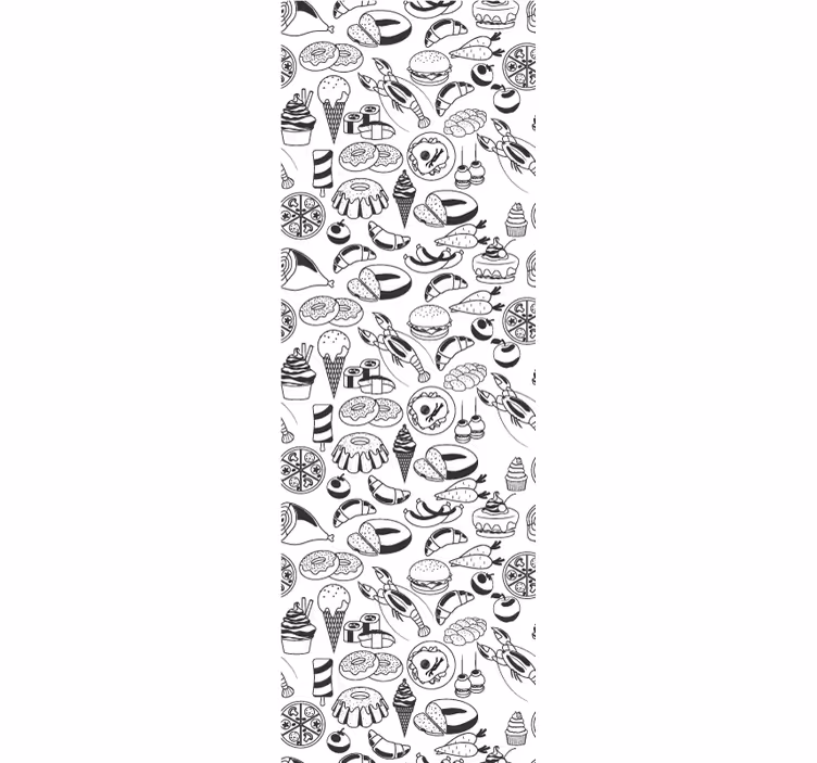 Tenda a rullo cucina motivo cibo bianco e nero - TenStickers