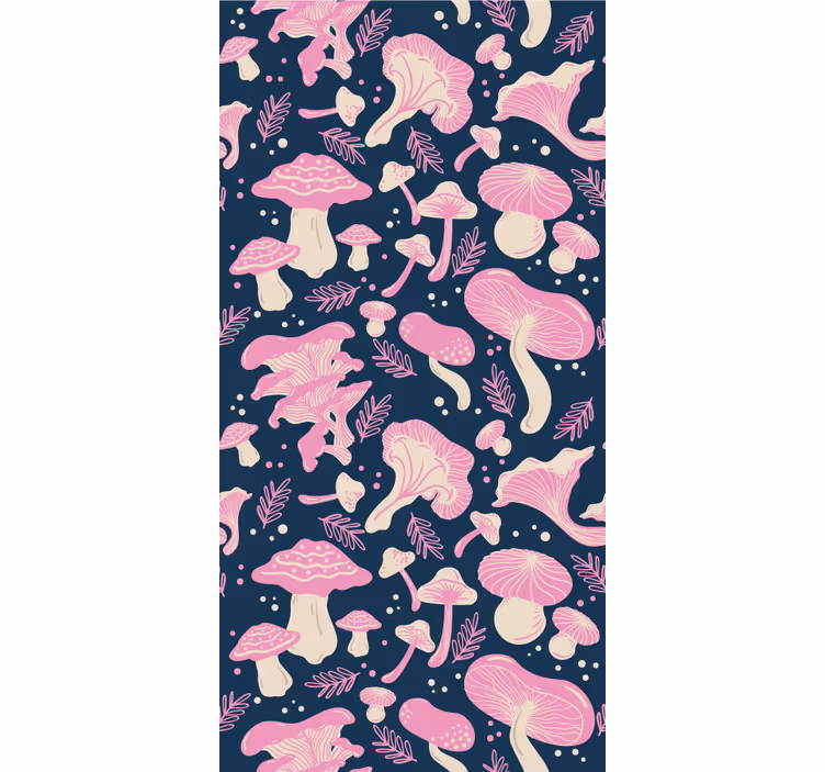 Tenda a rullo cucina motivo funghi rosa seamless - TenStickers
