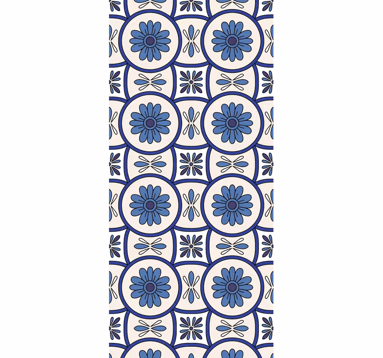 Tenda a rullo cucina piastrella portoghese fiore blu - TenStickers