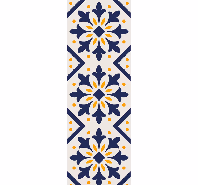 Tenda a rullo cucina blu con piastrelle gialle vivaci - TenStickers