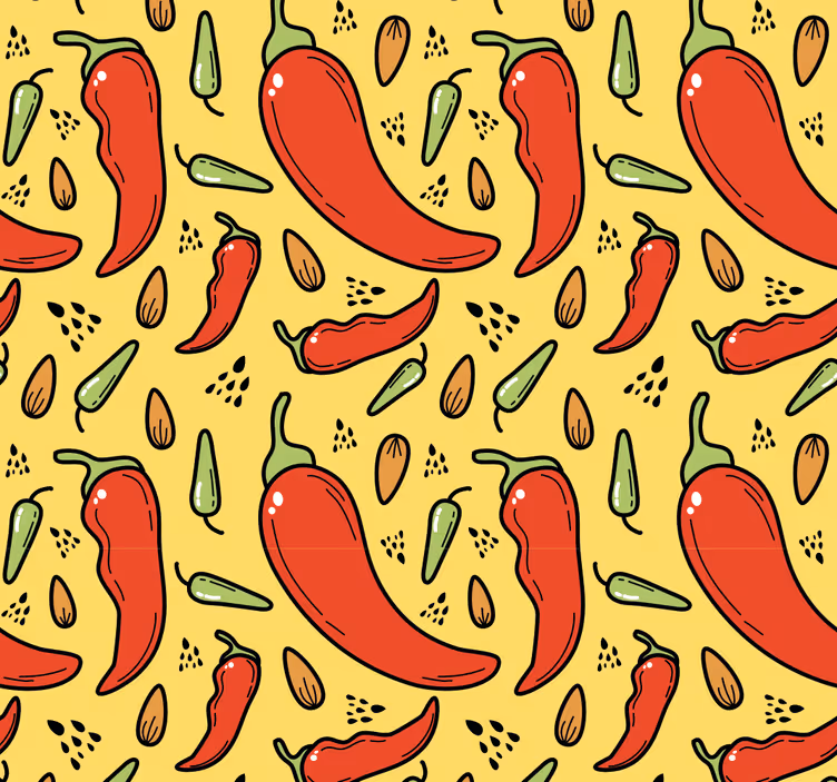 Tenda a rullo cucina peperoncino rosso e verde - TenStickers