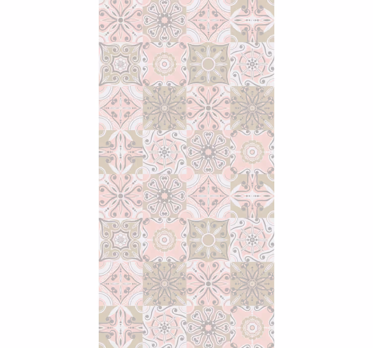 Tenda a rullo cucina piastrelle rosa e grigie - TenStickers