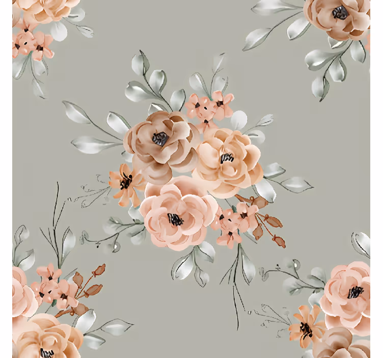Tenda a rullo sala da pranzo rose vintage su sfondo verde menta - TenStickers