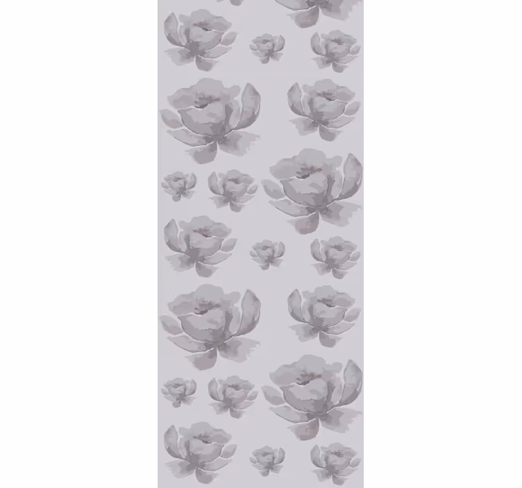 Tenda a rullo sala da pranzo motivo floreale grigio anni 80 - TenStickers