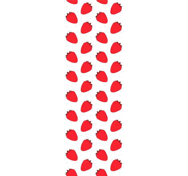 Tenda a rullo sala da pranzo motivo fragole rosse su bianco - TenStickers