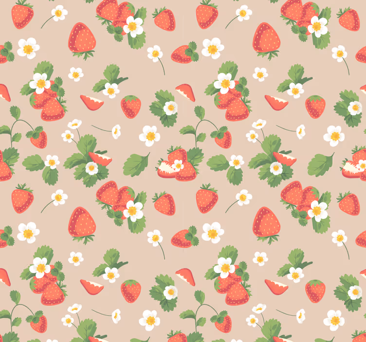 Tenda a rullo sala da pranzo fragole e fiori - TenStickers