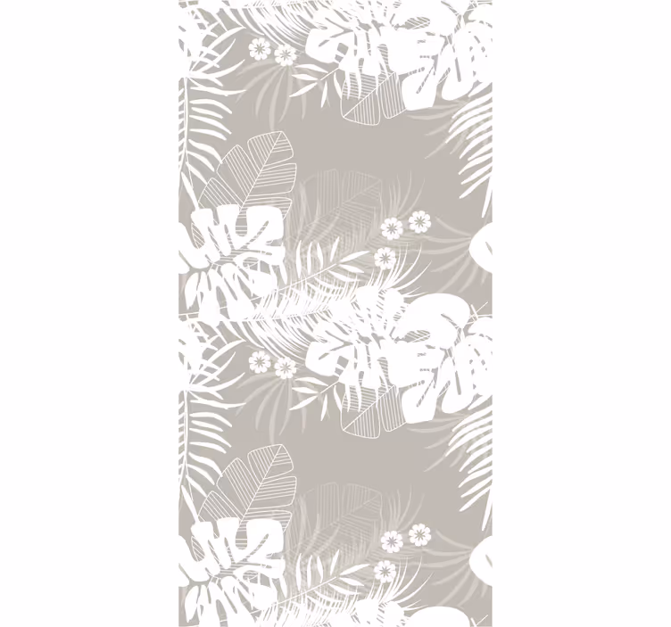 Tenda a rullo sala da pranzo foglie tropicali grigie - TenStickers