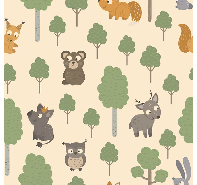 Tenda a rullo cameretta motivo creature forestali - TenStickers