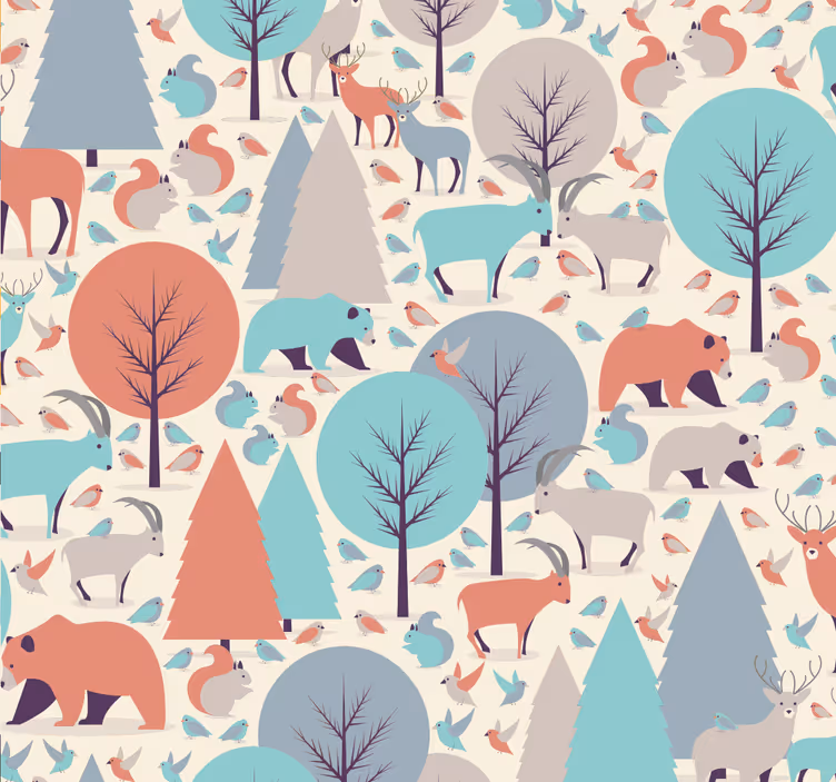 Tenda a rullo cameretta scena foresta nordica - TenStickers
