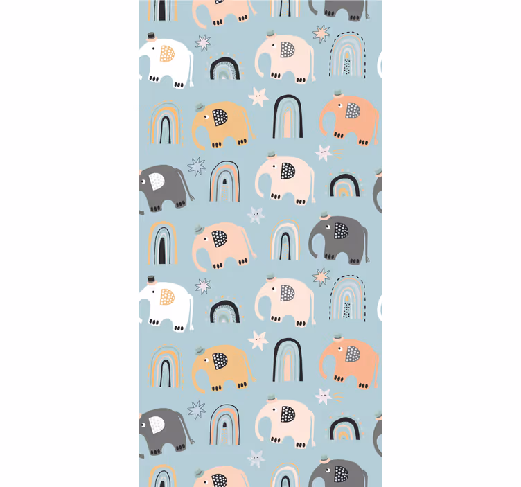 Tenda a rullo cameretta motivi arcobaleno elefante - TenStickers